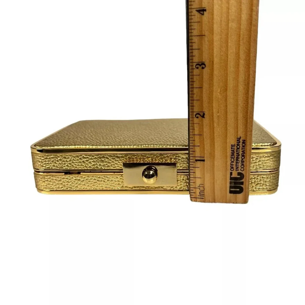 Henri Bendel The Party Starter Gold Clutch Shoulder Box Purse Removable Strap - Picture 15 of 16